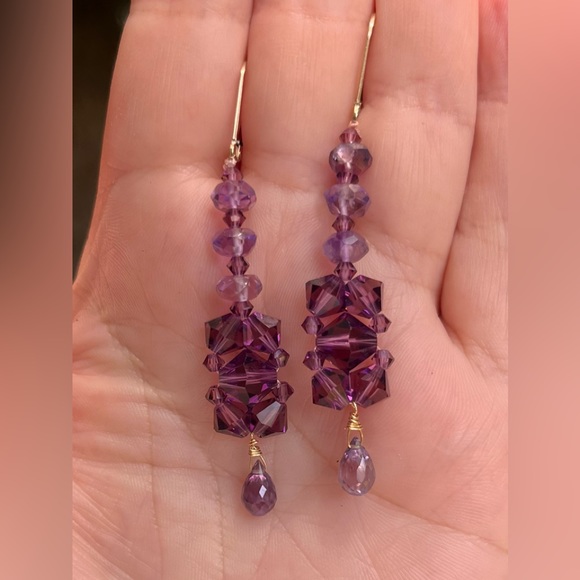 ❤️SOLD❤️ArtDeco inspired Natural Amethyst, Alexandrite, Amethyst Swarovski - Picture 4 of 6